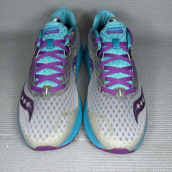Saucony Kinvara 8 Women's Size 11 Low Cut Running Shoe Sneaks Gray Teal Purple - Picture 4 of 10